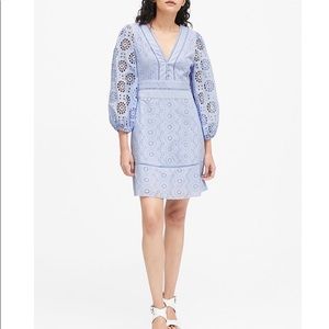 NEW Banana Republic Blue Eyelet Puff Dress 14